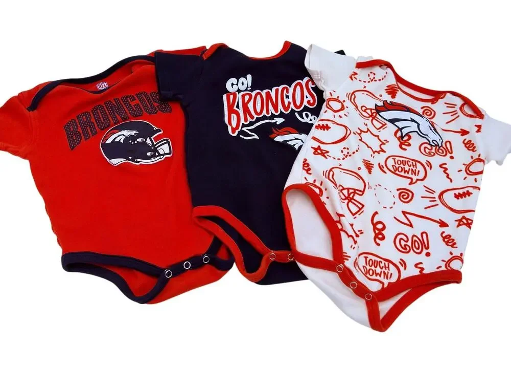 NFL Denver Broncos Football Set of 3 Onsie Outfits Size 18 Months